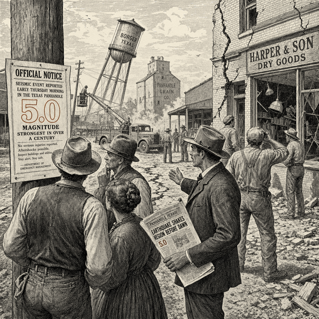 Illustration accompanying article: 5.0-magnitude earthquake strikes Texas Panhandle, strongest in over a century