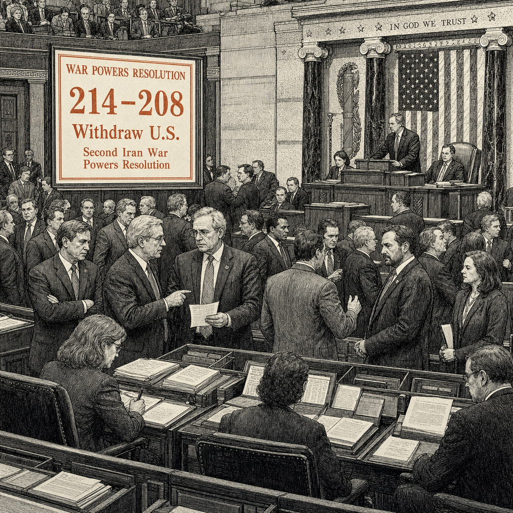 Illustration accompanying article: House passes second Iran war powers resolution