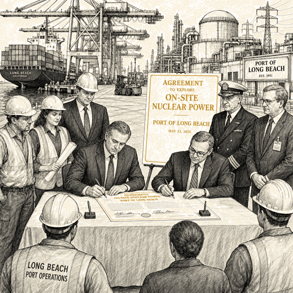 Illustration accompanying article: Port of Long Beach signs agreement to explore on-site nuclear power