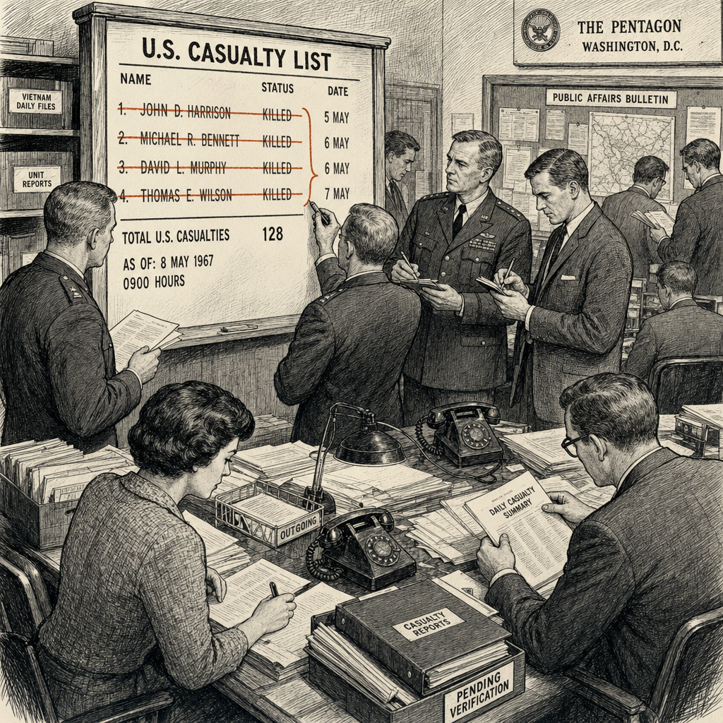 Illustration accompanying article: Pentagon removes four Iran war deaths from casualty list