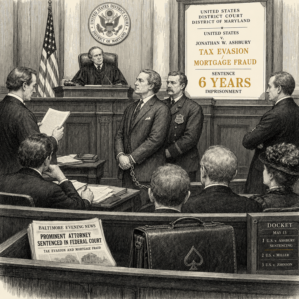 Illustration accompanying article: Thomas Goldstein gets 6 years for tax evasion, mortgage fraud