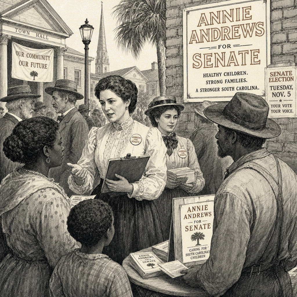 Illustration accompanying article: Pediatrician Annie Andrews aims to flip South Carolina Senate seat for Democrats