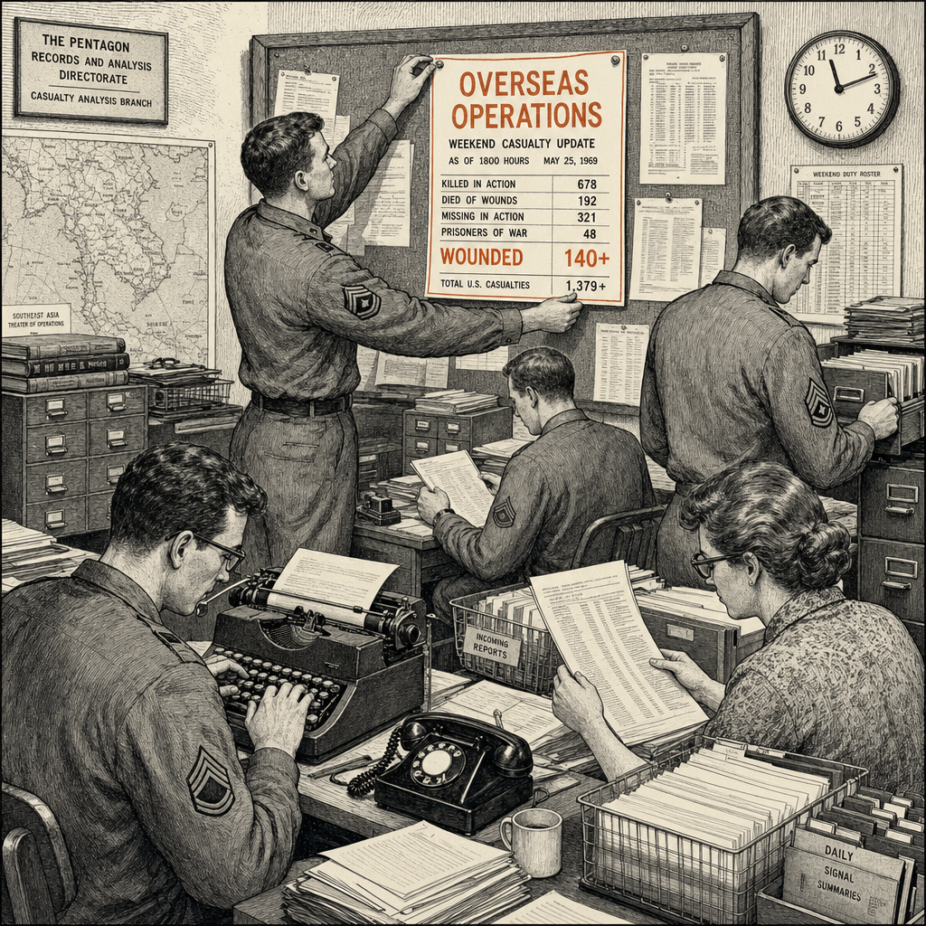Illustration accompanying article: Pentagon adds 140 wounded to Iran war database, new casualty category