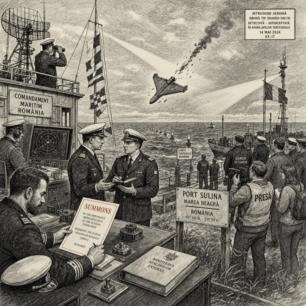 Illustration accompanying article: Romania shoots down third Russian drone, summons ambassador