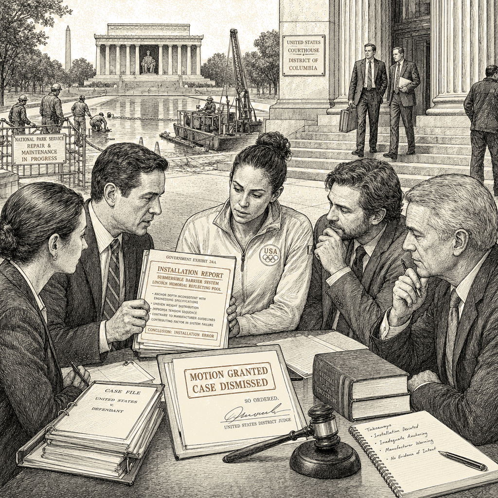 Illustration accompanying article: US drops Reflecting Pool vandalism case against former Olympian