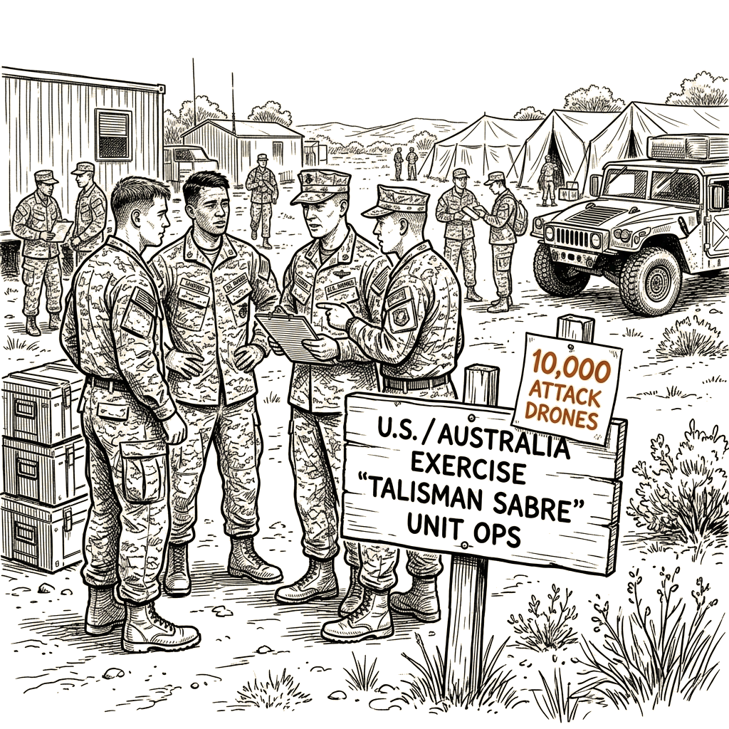 Illustration accompanying article: Marines seek 10,000 attack drones as forces exercise in Australia