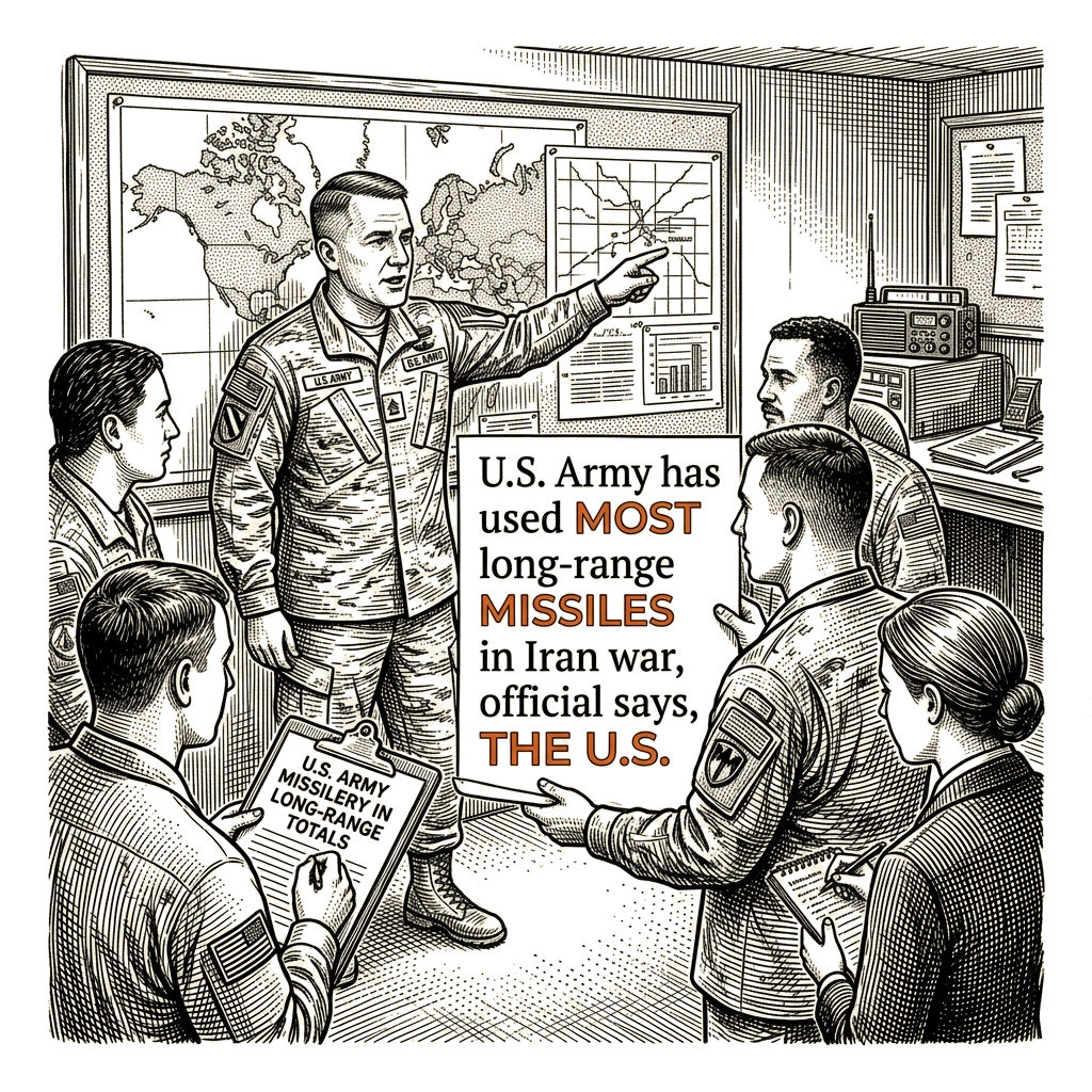 Illustration accompanying article: U.S. Army has used most long-range missiles in Iran war, official says