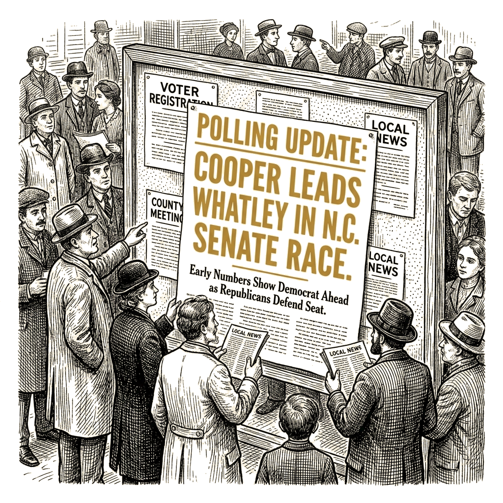 Illustration accompanying article: Roy Cooper leads North Carolina Senate race as Republicans defend seat