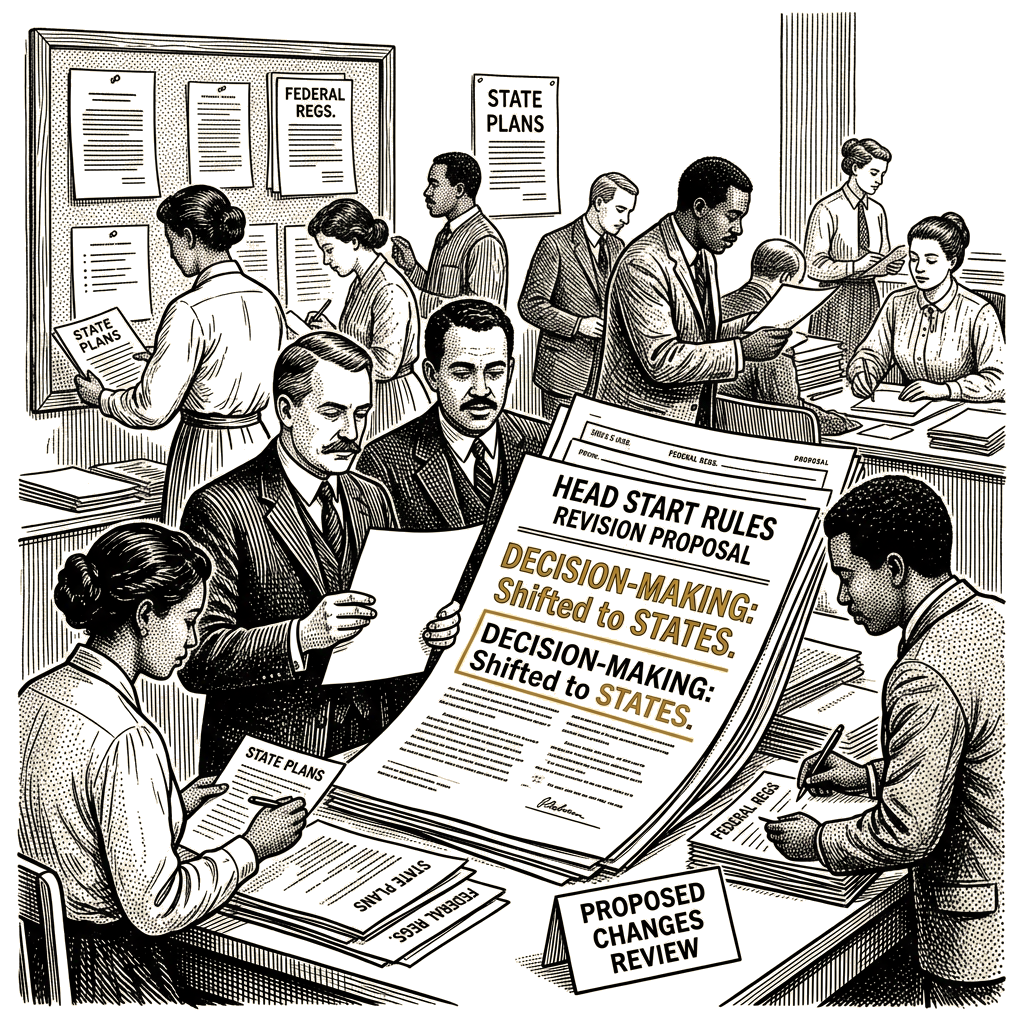 Illustration accompanying article: Trump administration proposes shifting Head Start rules to states