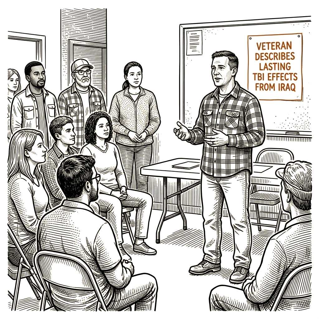 Illustration accompanying article: Veteran describes lasting effects of traumatic brain injuries from Iraq