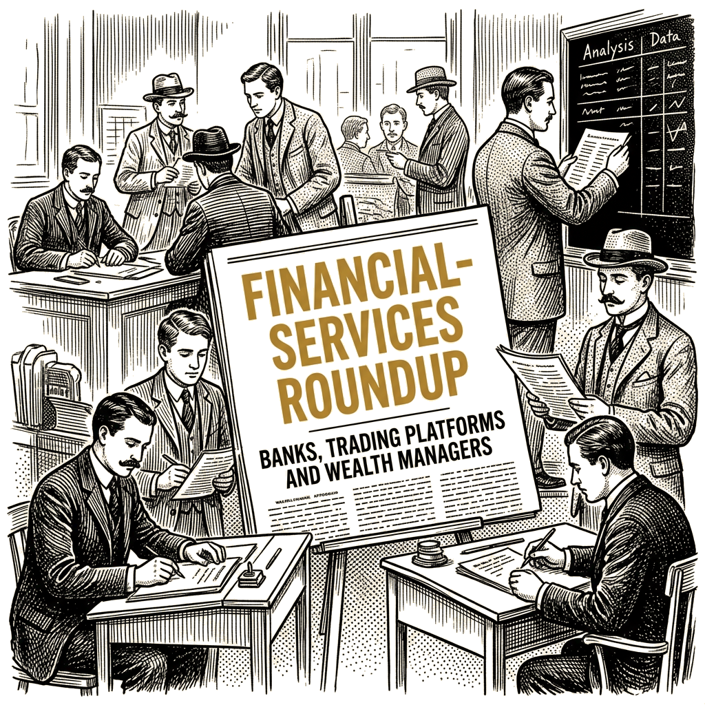 Illustration accompanying article: Analysts assess banks, trading platforms and wealth managers