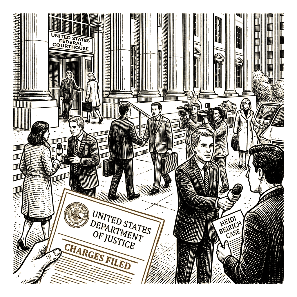 Illustration accompanying article: DOJ charges former SPLC official Heidi Beirich in federal case