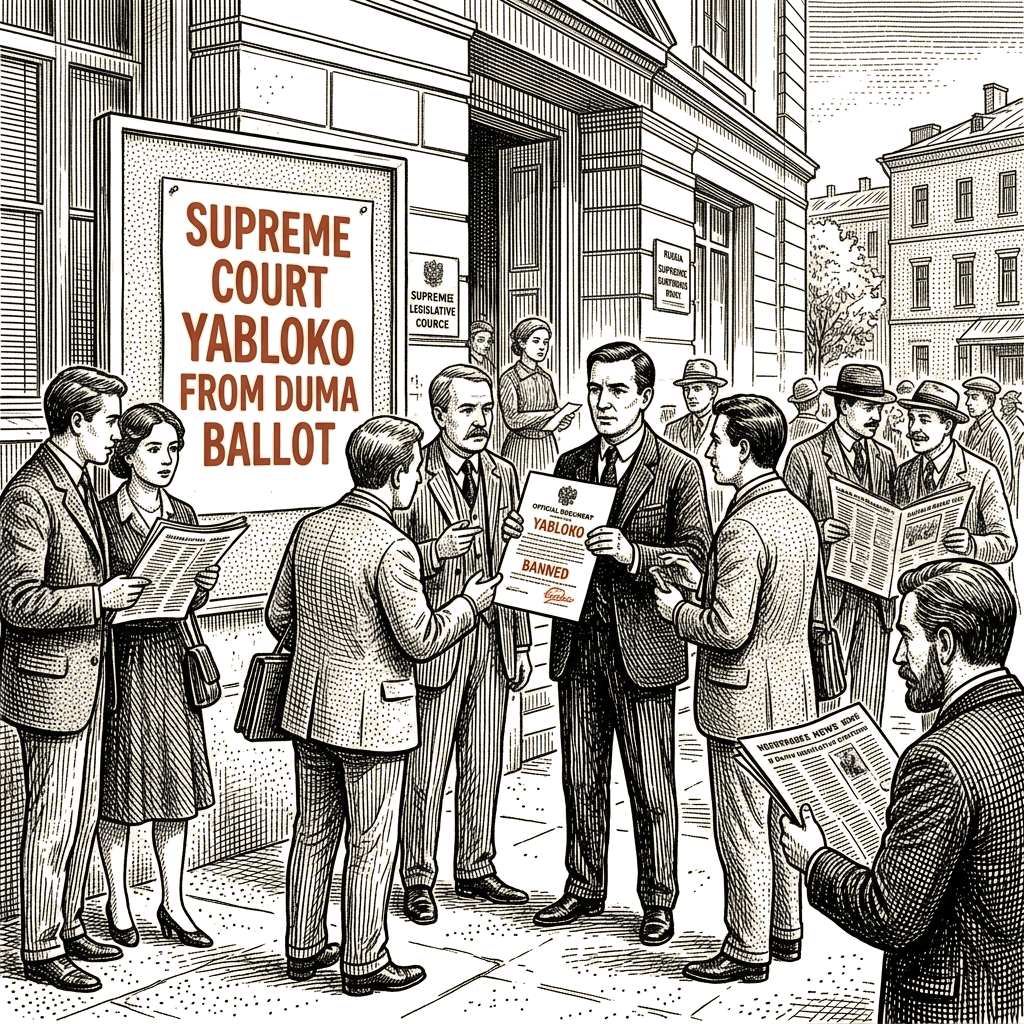 Illustration accompanying article: Russia's Supreme Court bars Yabloko from September Duma ballot