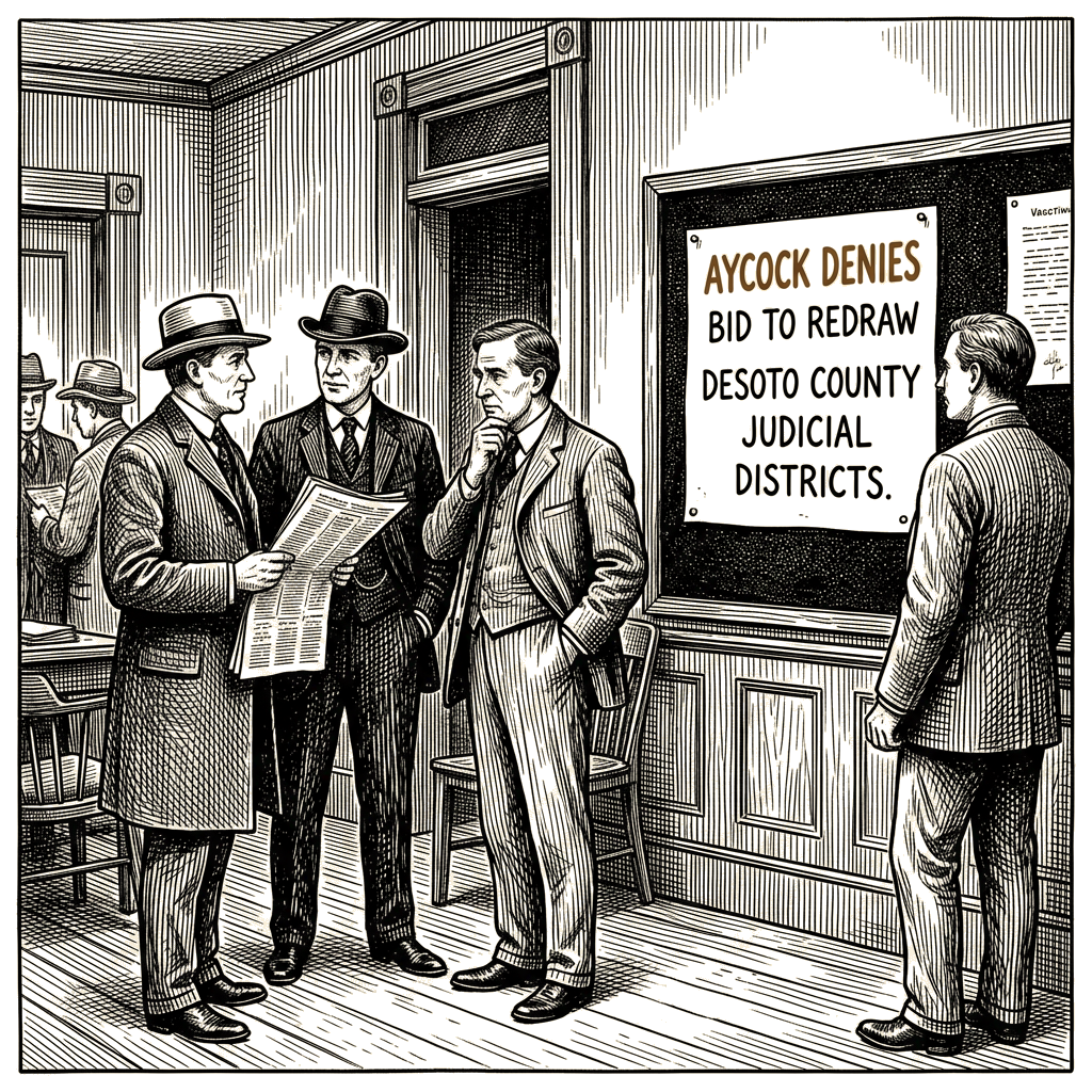 Illustration accompanying article: Aycock denies bid to redraw DeSoto County judicial districts before election