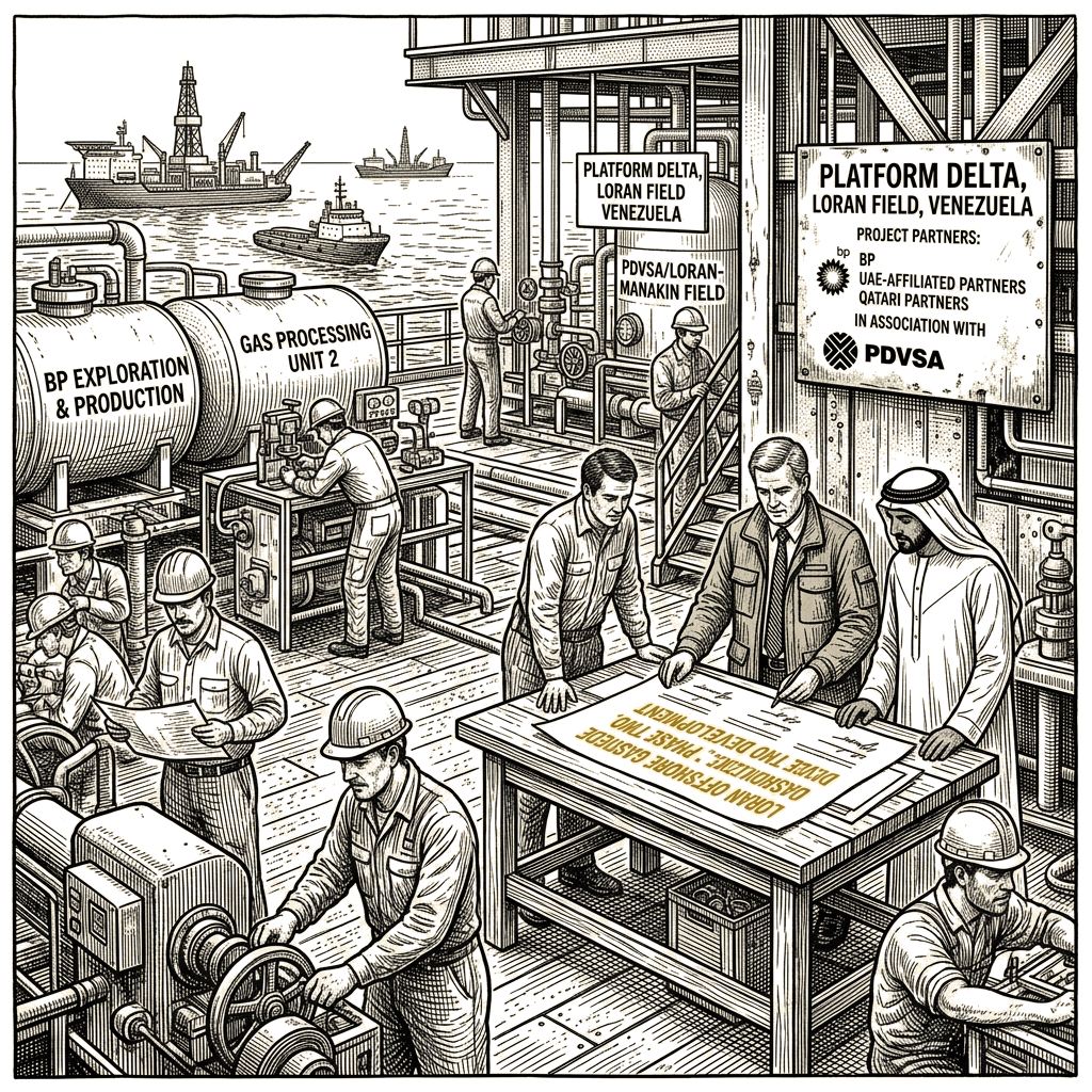 Illustration accompanying article: BP joins UAE and Qatari partners on Venezuela gasfield licence