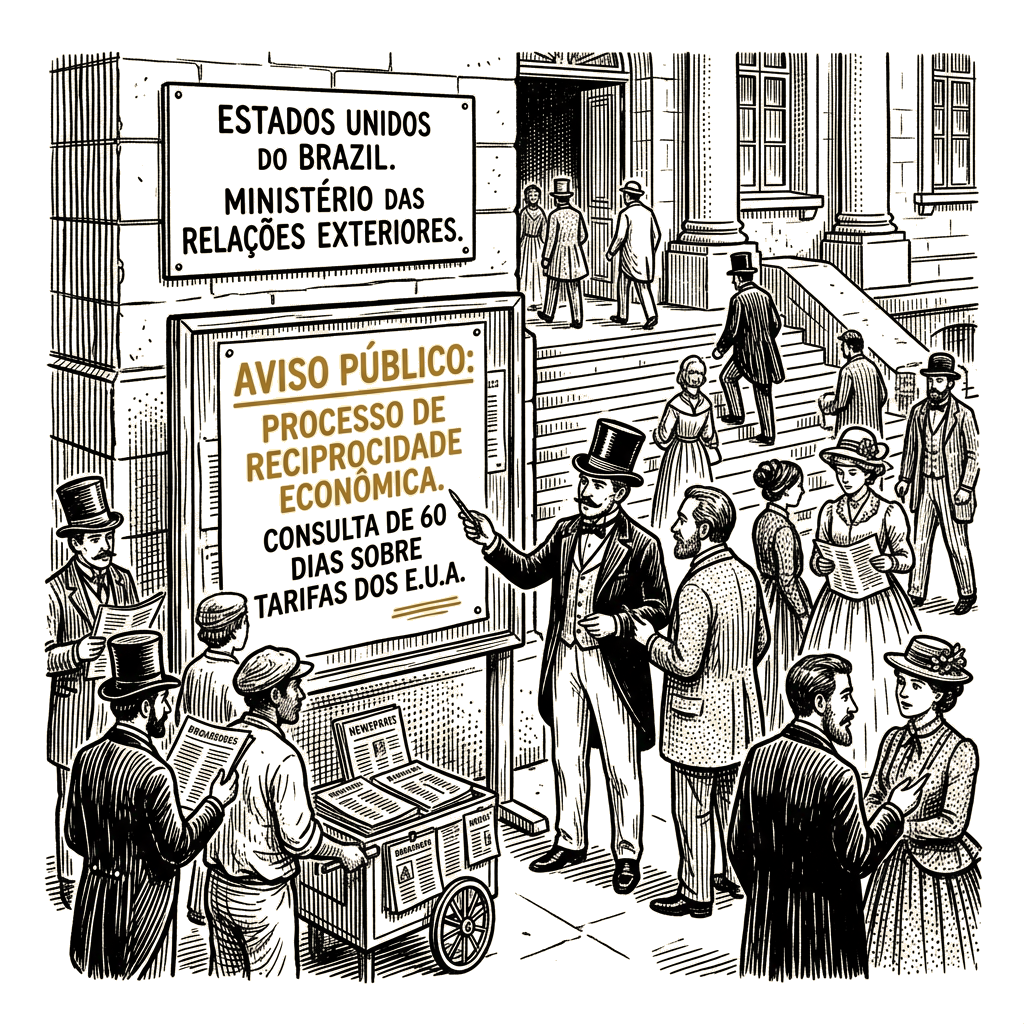 Illustration accompanying article: Brazil opens 60-day consultation window on U.S. tariffs