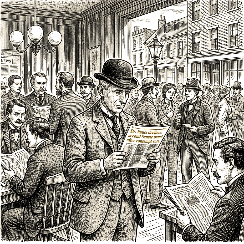 Illustration accompanying article: Fauci declines second Senate panel after contempt vote