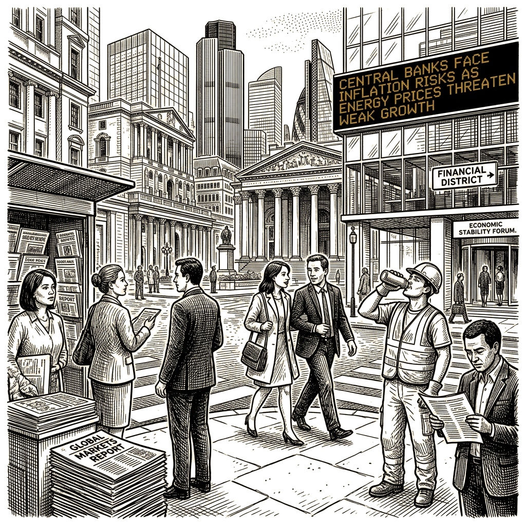 Illustration accompanying article: Central banks face inflation risks as energy prices threaten weak growth