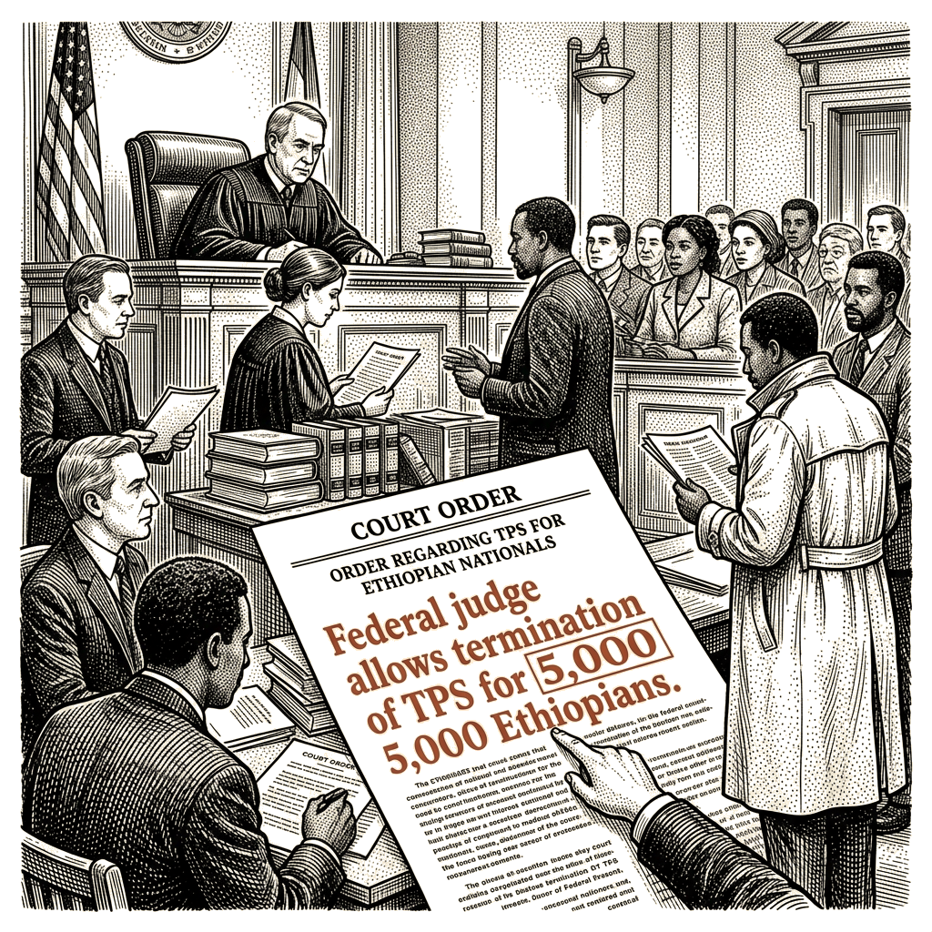 Illustration accompanying article: Federal judge allows termination of TPS for 5,000 Ethiopians