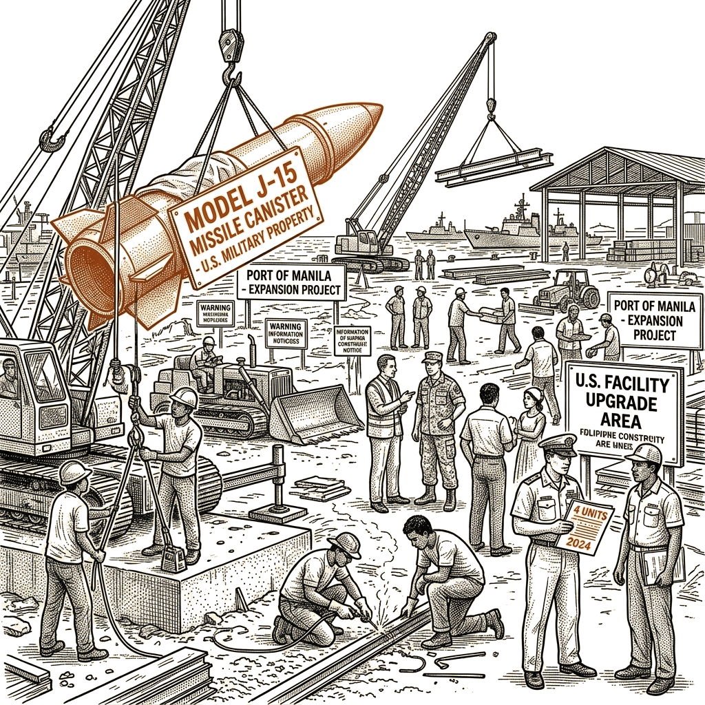 Illustration accompanying article: U.S. expands military presence in Philippines with missiles, base upgrades