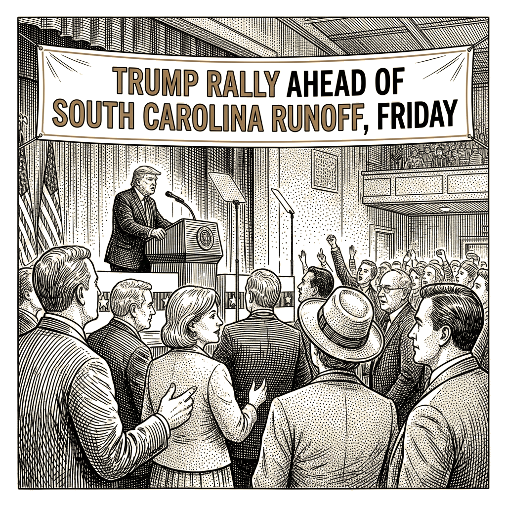 Illustration accompanying article: Trump to hold Friday rally ahead of South Carolina runoff