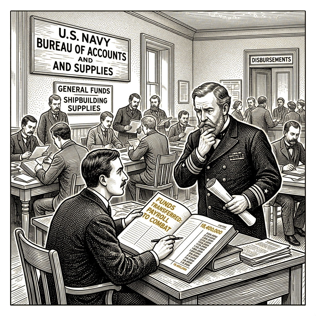 Illustration accompanying article: Iran war costs force US Navy to tap payroll accounts for combat funding