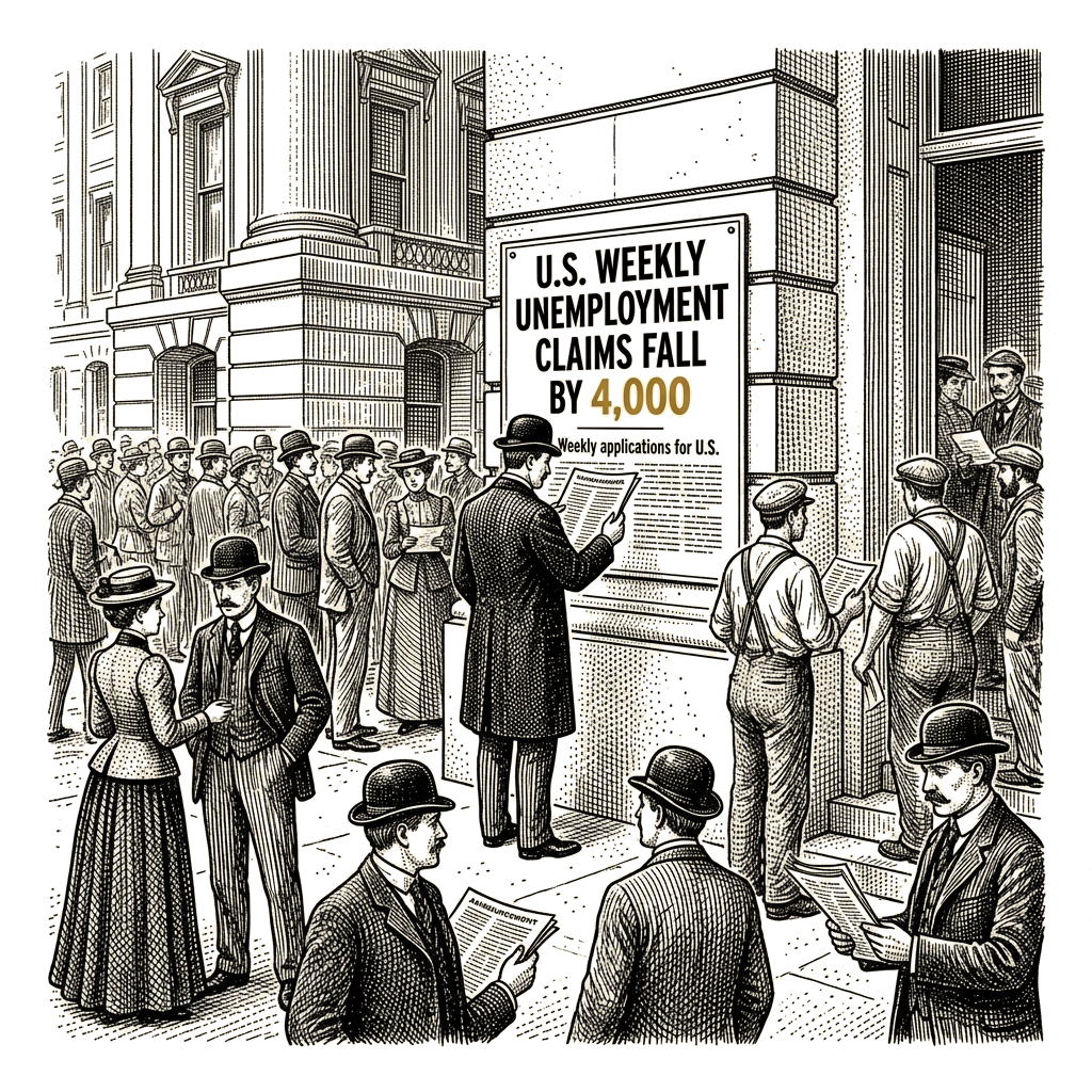 Illustration accompanying article: U.S. weekly unemployment claims fall by 4,000
