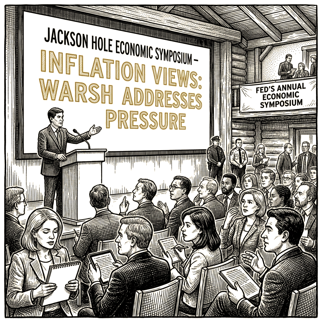Illustration accompanying article: Warsh faces pressure to clarify inflation views at Jackson Hole speech