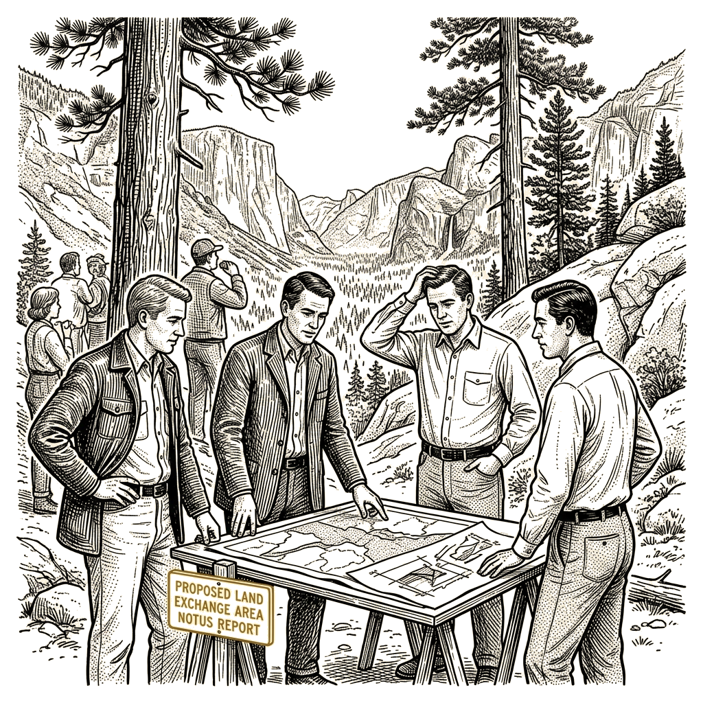 Illustration accompanying article: Report: Trump administration explores Yosemite land exchange with developer