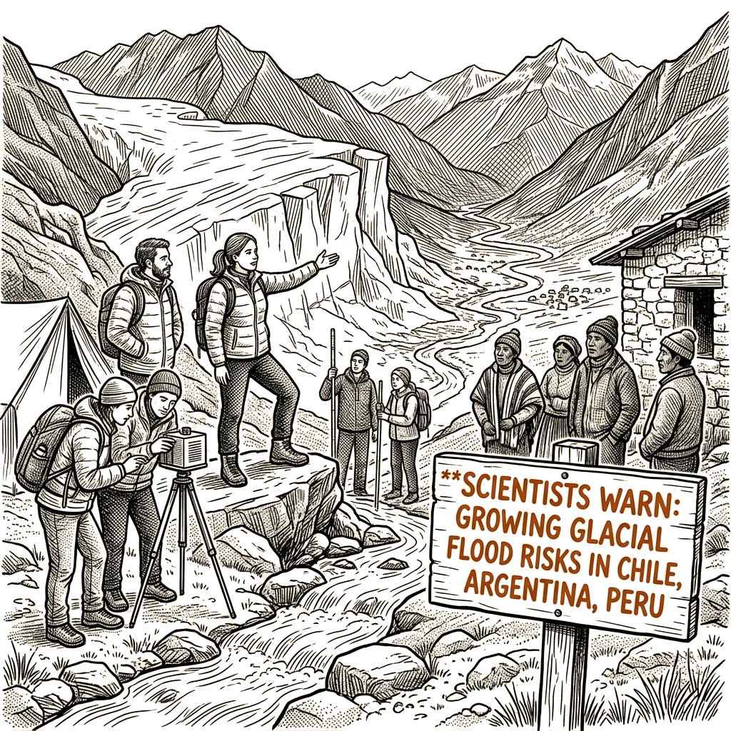 Illustration accompanying article: Scientists warn Chile, Argentina, Peru face growing glacial flood risks
