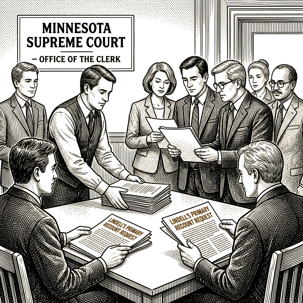Illustration accompanying article: Minnesota Supreme Court rejects Lindell's primary recount request