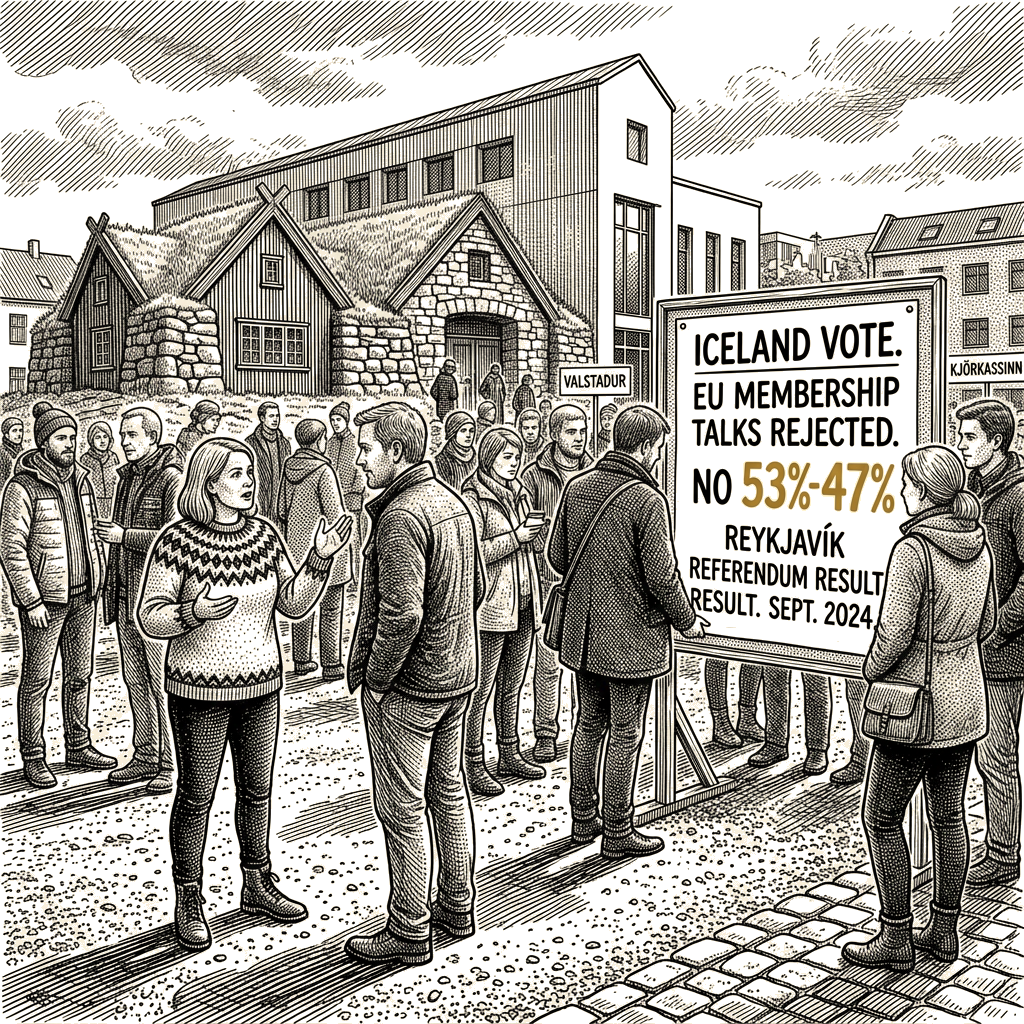 Illustration accompanying article: Icelanders reject EU membership talks in referendum