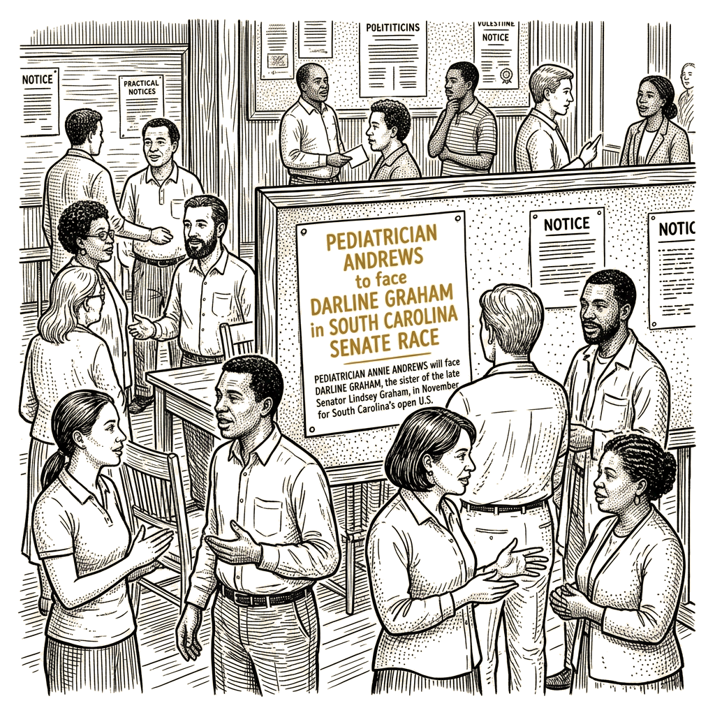 Illustration accompanying article: Pediatrician Andrews to face Darline Graham in South Carolina Senate race