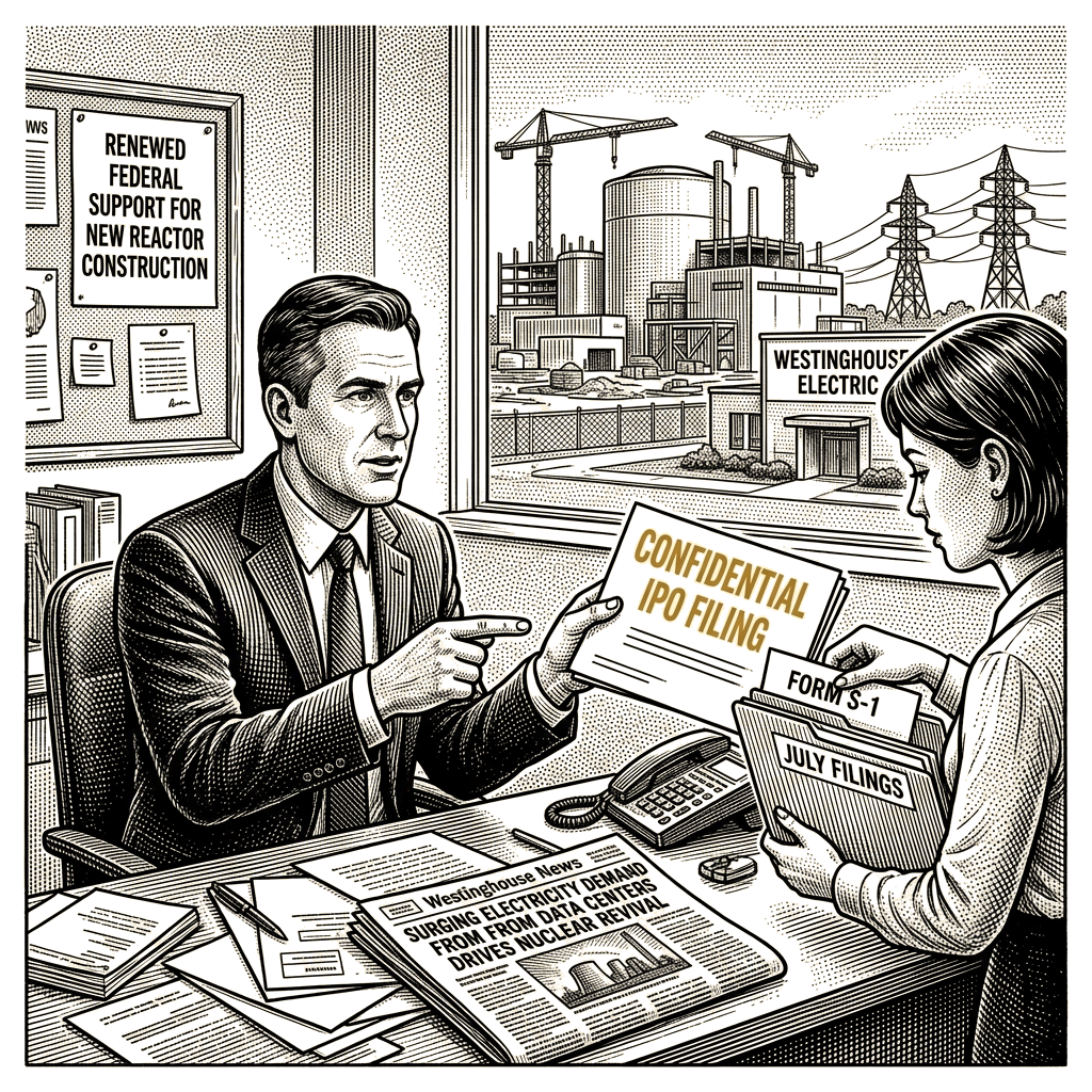 Illustration accompanying article: Westinghouse confidentially files for IPO amid US-backed nuclear revival