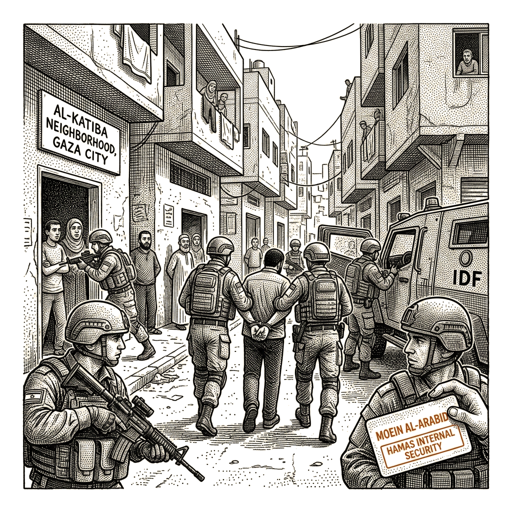 Illustration accompanying article: Israeli forces capture Hamas internal security chief in Gaza raid