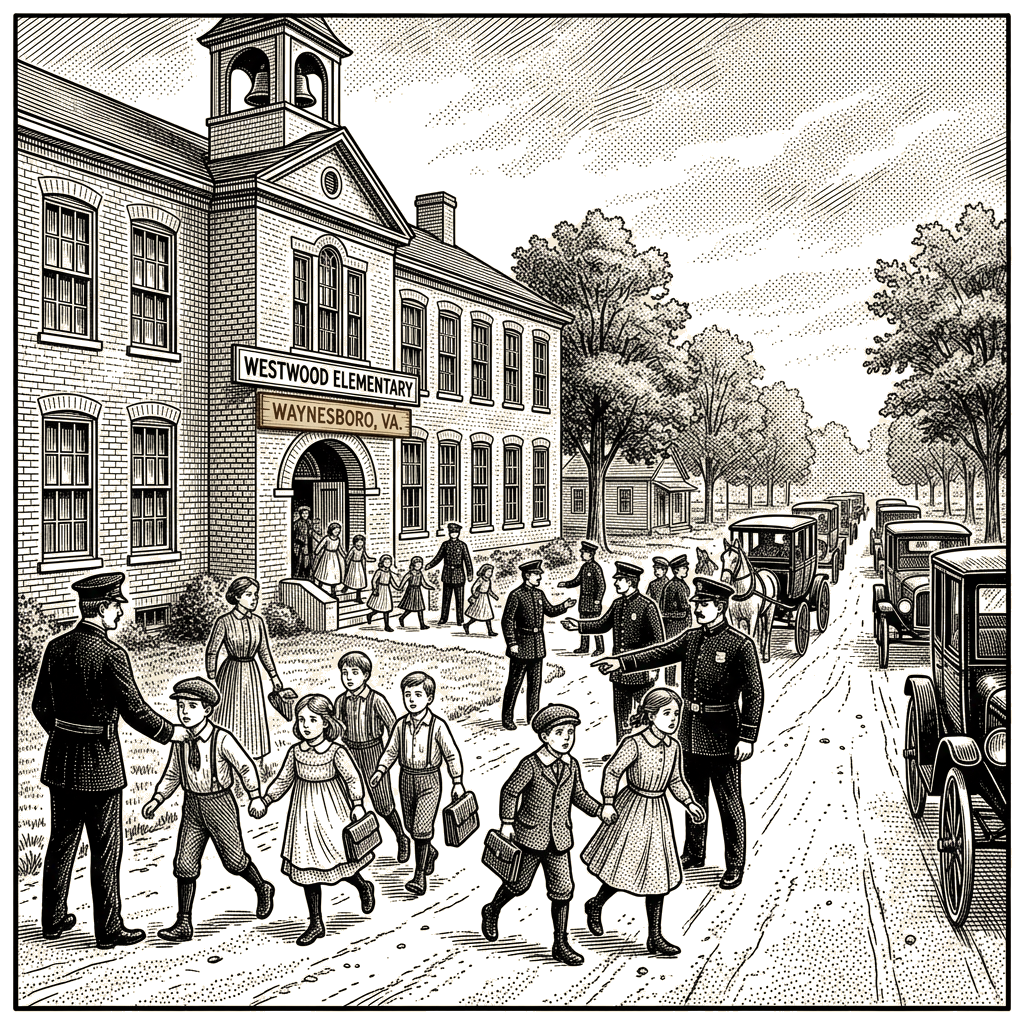 Illustration accompanying article: Police evacuate Westwood Elementary in Virginia after unspecified emergency