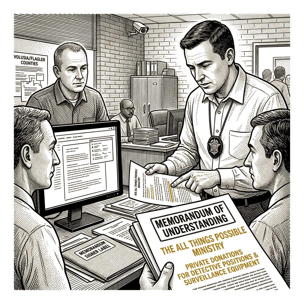 Illustration accompanying article: Marx's ministry funded Florida sheriff positions with private money