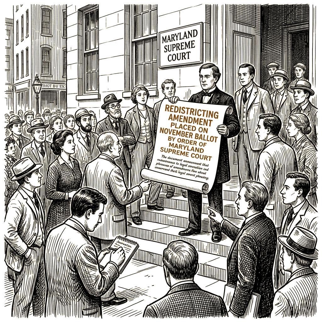 Illustration accompanying article: Maryland Supreme Court places redistricting amendment on November ballot