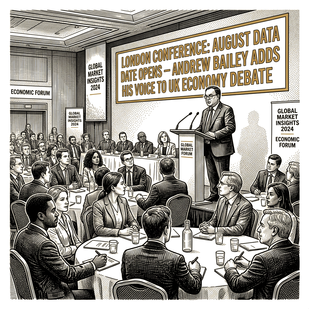 Illustration accompanying article: Bailey addresses London conference as August data slate opens
