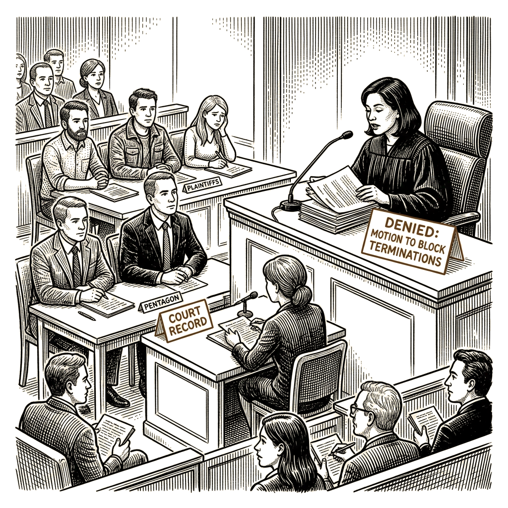 Illustration accompanying article: Judge refuses to block Pentagon from firing three Stars and Stripes staff