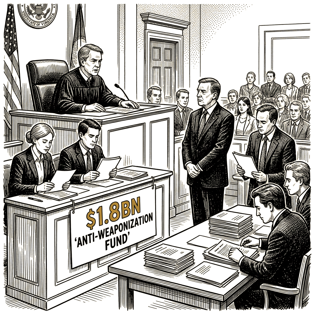 Illustration accompanying article: Federal magistrate orders discovery into defunct $1.8bn compensation scheme