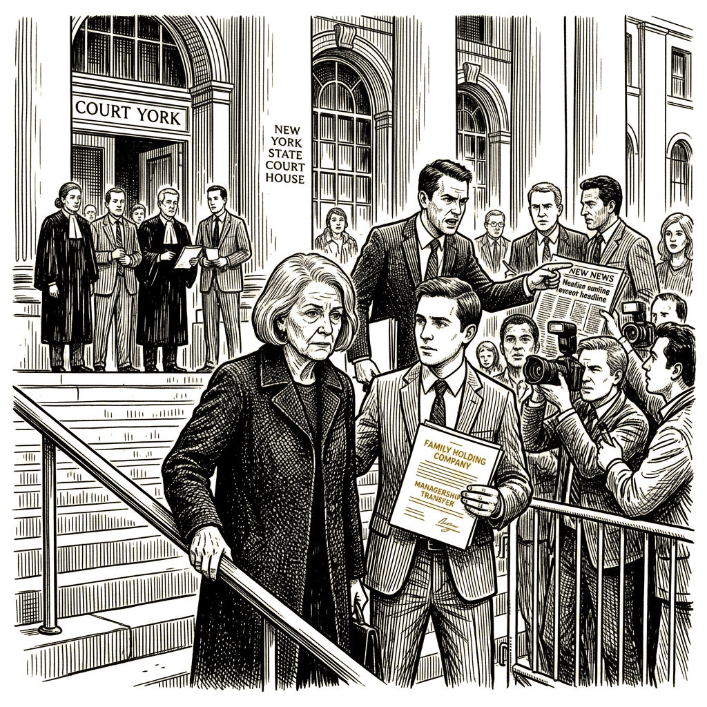 Illustration accompanying article: Jane Goldman steps down from family empire as nephew's lawsuit continues