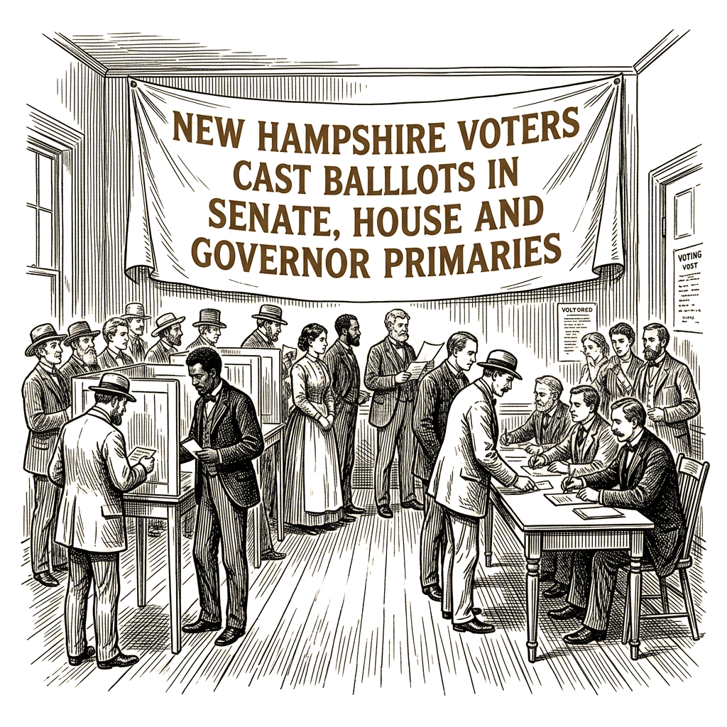 Illustration accompanying article: New Hampshire voters cast ballots in Senate, House and governor primaries