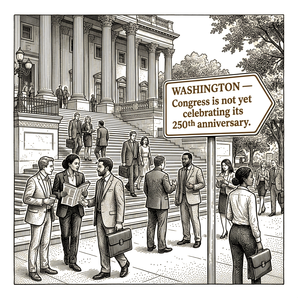 Illustration accompanying article: Congress approaches its 250th anniversary as a forum for resolving differences