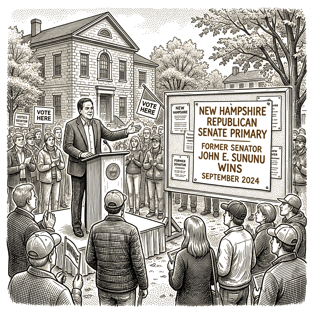 Illustration accompanying article: Former senator John E. Sununu wins New Hampshire Republican Senate primary
