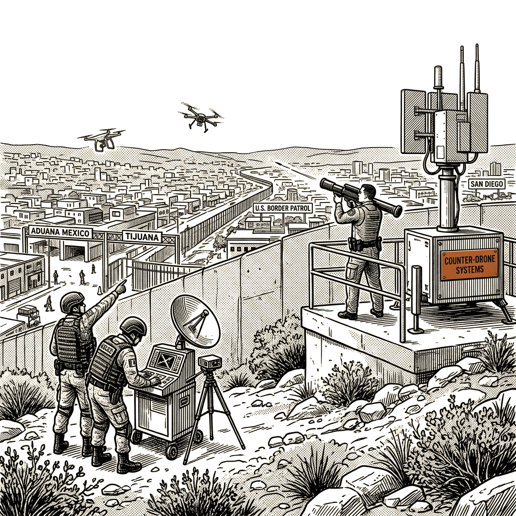 Illustration accompanying article: Mexico, U.S. counter cartel drones in Tijuana-San Diego corridor