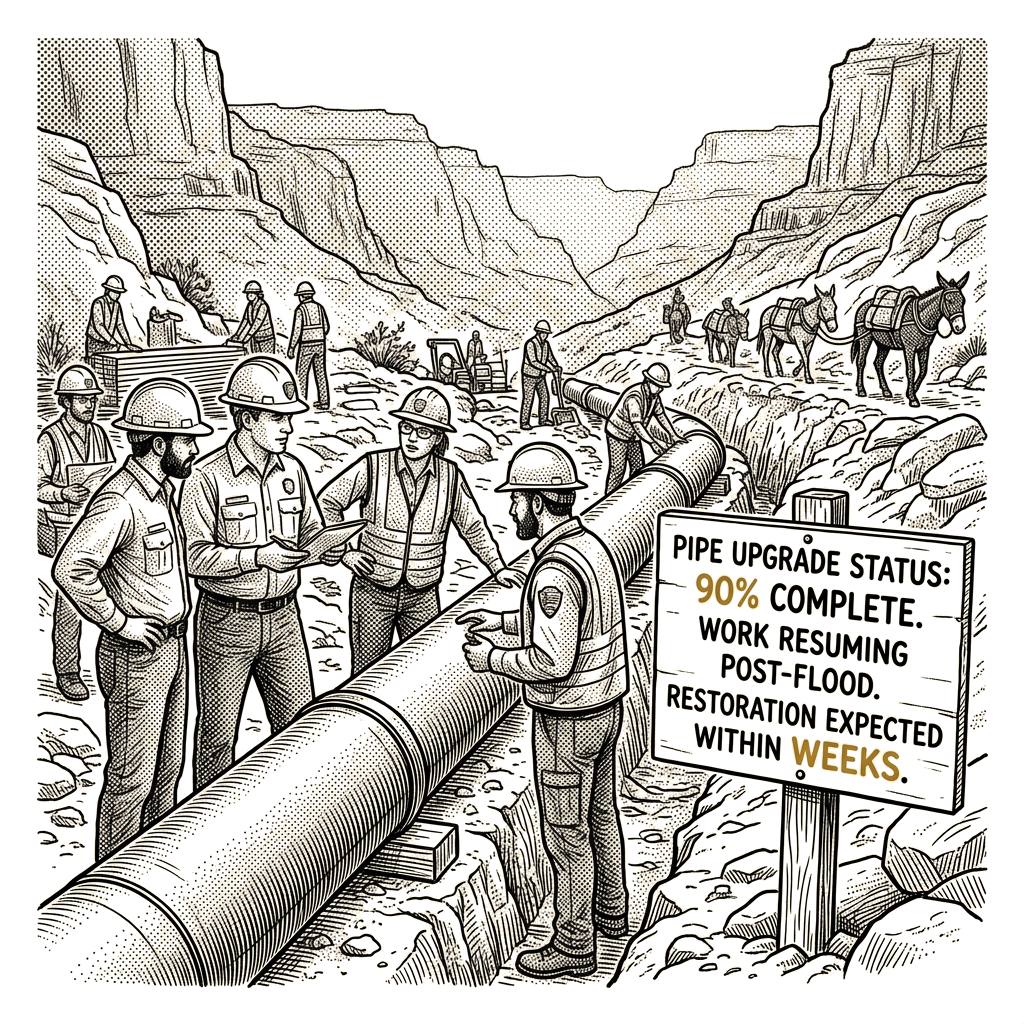 Illustration accompanying article: NPS expects Grand Canyon water supply restored within weeks after flash flood