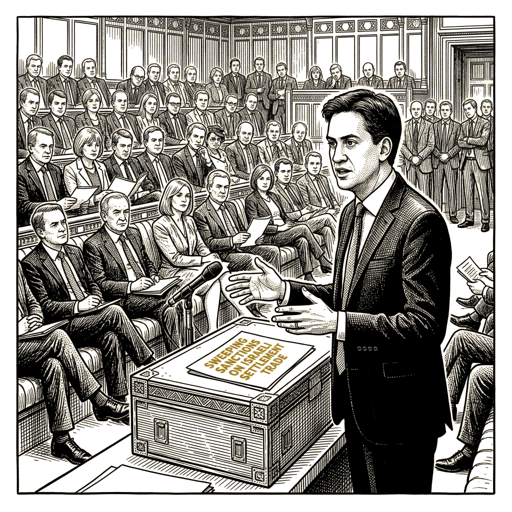 Illustration accompanying article: UK announces sanctions on Israeli settlement trade