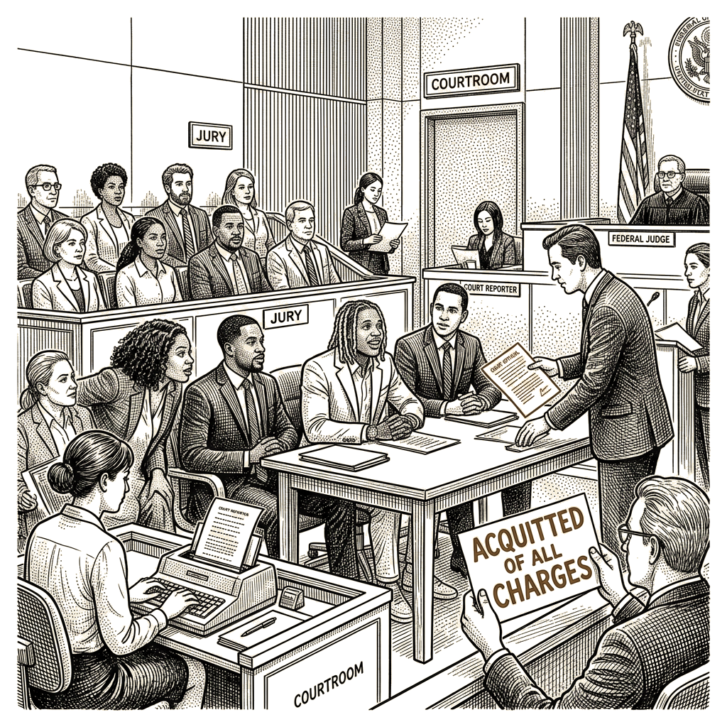 Illustration accompanying article: Federal jury acquits rapper Lil Durk of murder-for-hire charges