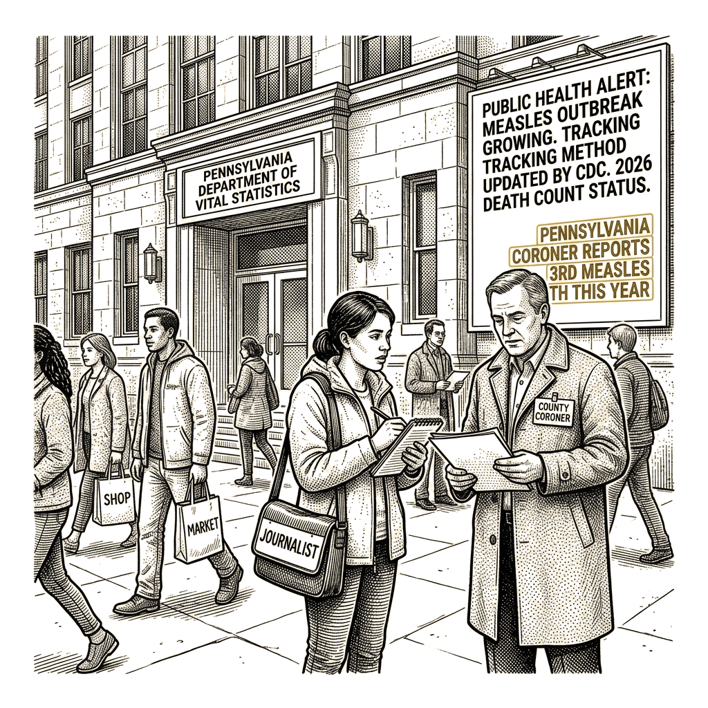 Illustration accompanying article: CDC shifts measles death-tracking method as Pennsylvania outbreak grows